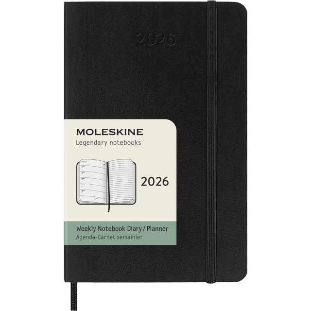 Diary 12M Weekly Notebook 2026 Softcover Pocket Black