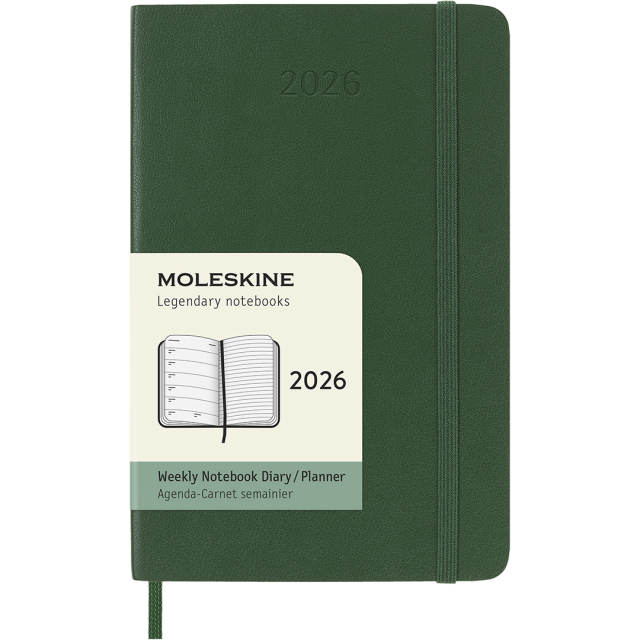 Diary 12M Weekly Notebook 2026 Softcover Pocket Myrtle Green