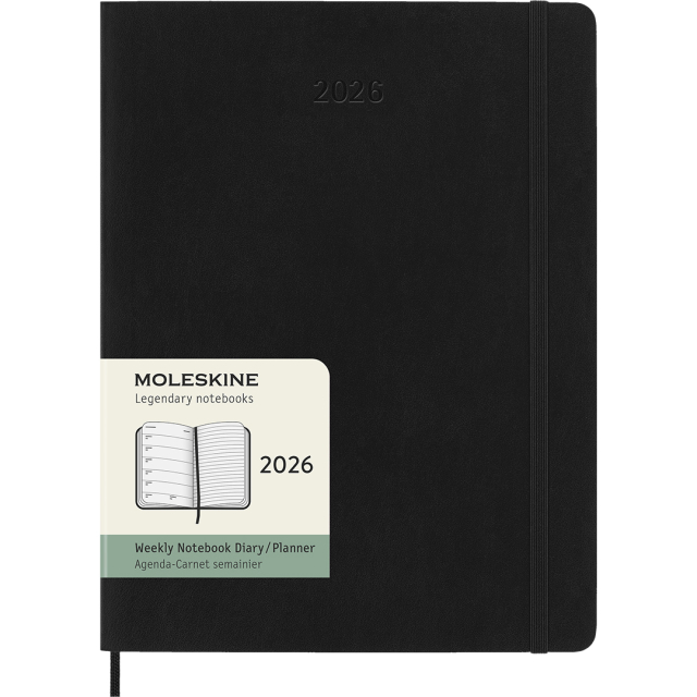 Diary 12M Weekly Notebook 2026 Softcover XL Black