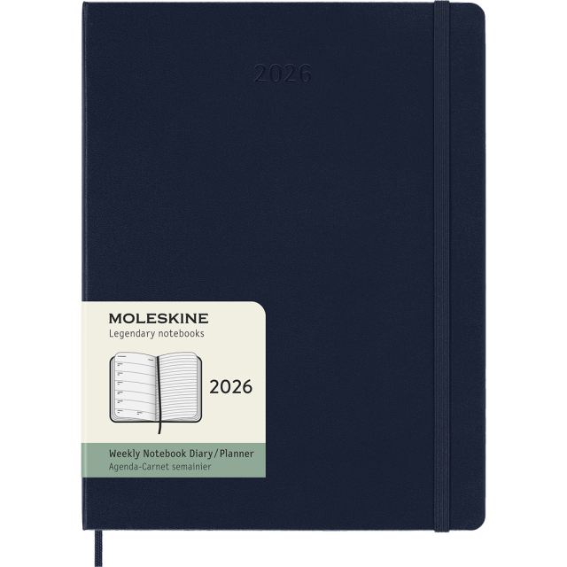 Diary 12M Weekly Notebook 2026 Hardcover XL Sapphire Blue