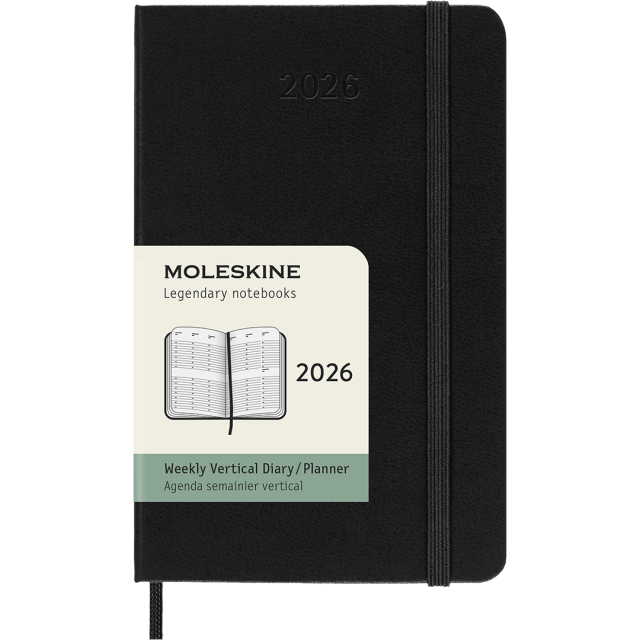 Diary 12M Weekly Vertical 2026 Hardcover Pocket Black