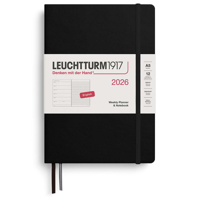 Diary Weekly Planner & Notebook 2026 A5 Black
