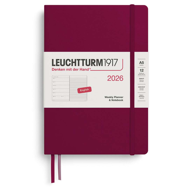 Diary Weekly Planner & Notebook 2026 A5 Port Red