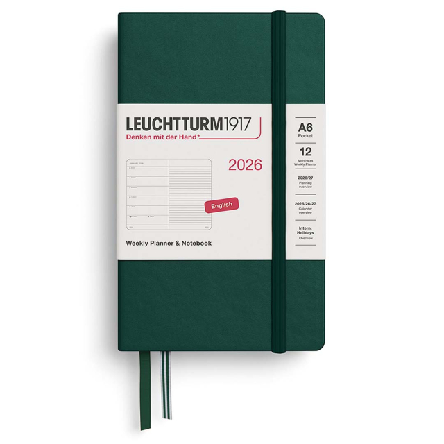 Diary Weekly Planner & Notebook 2026 A6 Forest Green