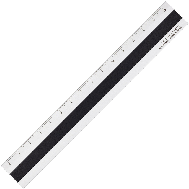 Ruler Aluminium/Leather 15 cm Silver/Black