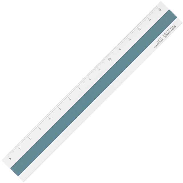 Ruler Aluminium/Leather 15 cm Silver/Turquoise