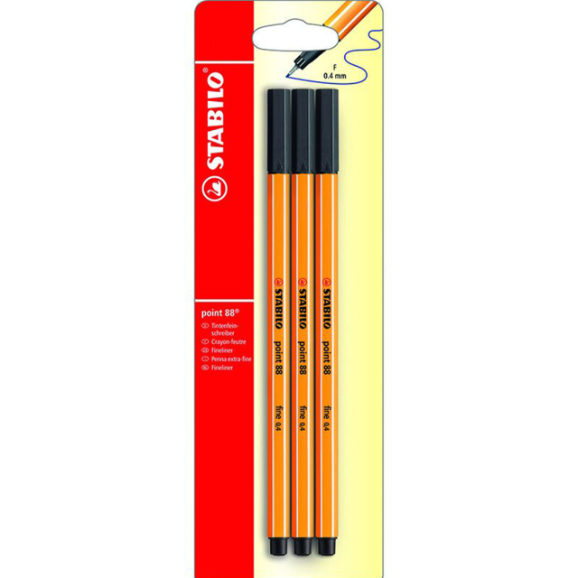 Point 88 Fineliner 3 pcs Black