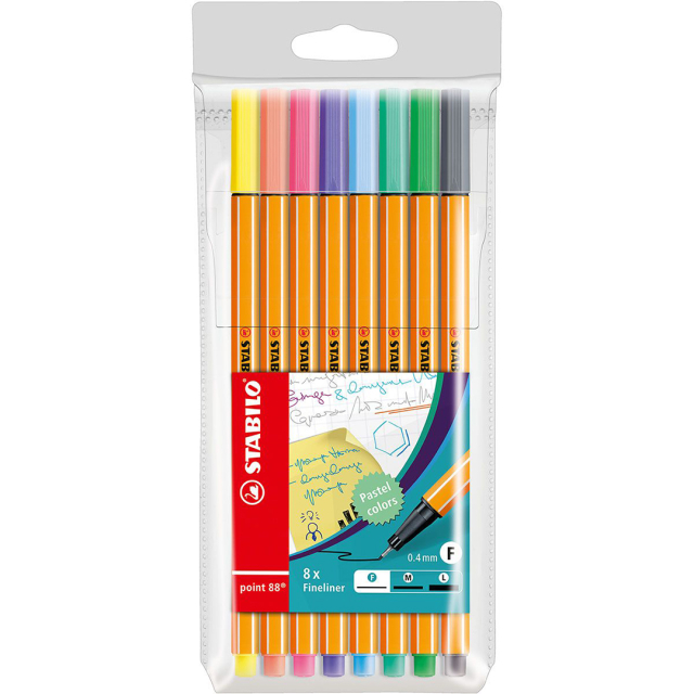 Point 88 Fineliner 8 pcs Pastel