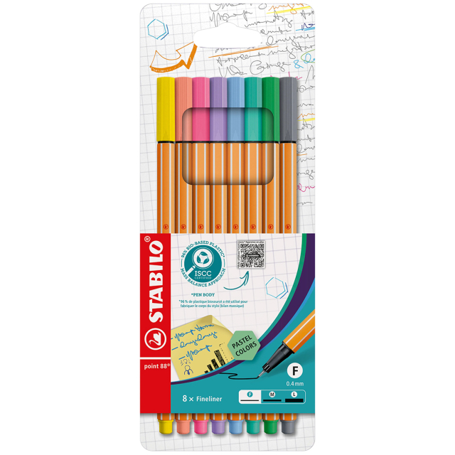 Point 88 Fineliner 8 pcs Pastel
