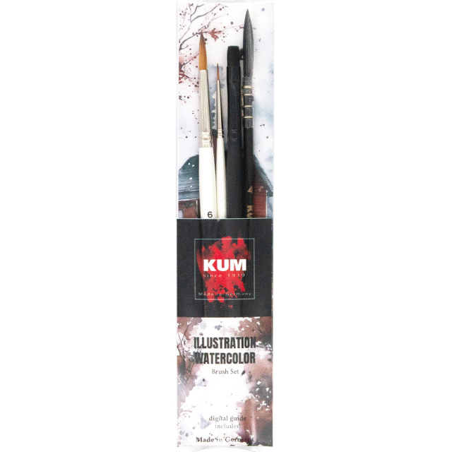 Synthetic Brushes Watercolour Illustration 4-piece Set