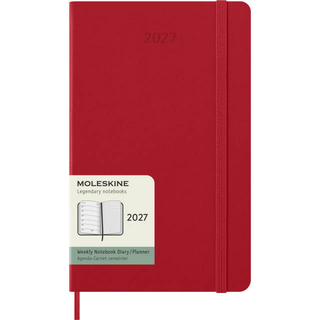 Diary 12M Weekly Notebook 2027 Hardcover Large Red 