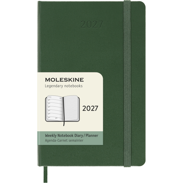 Diary 12M Weekly Notebook 2027 Hardcover Pocket Myrtle Green 