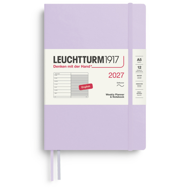 Diary Weekly Planner & Notebook 2027 A5 Soft Cover Lilac