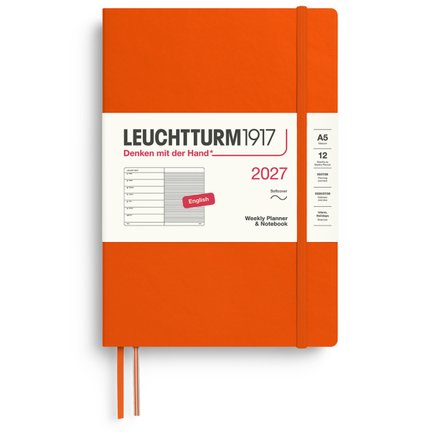Diary Weekly Planner & Notebook 2027 A5 Soft Cover Pumpkin