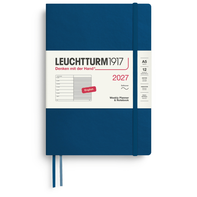Diary Weekly Planner & Notebook 2027 A5 Soft Cover Indigo