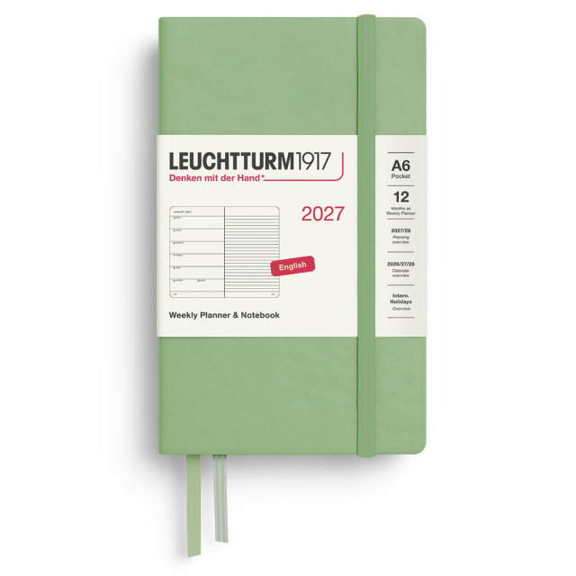 Diary Weekly Planner & Notebook 2027 A6 Sage