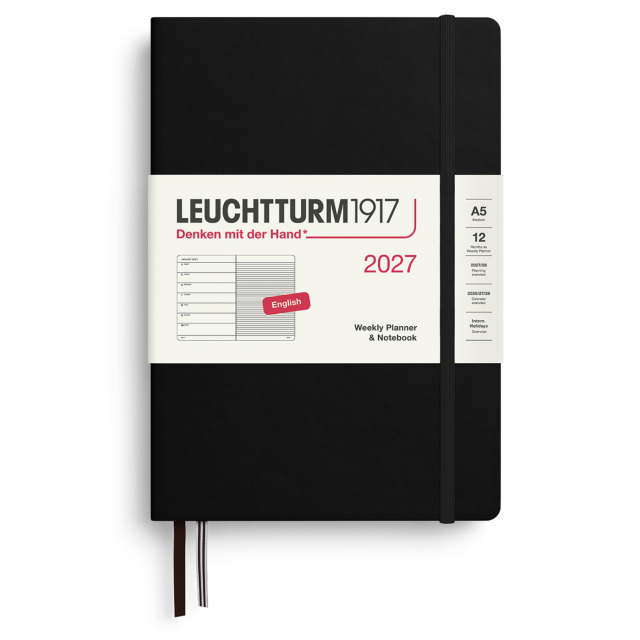 Diary Weekly Planner & Notebook 2026 A5 Black