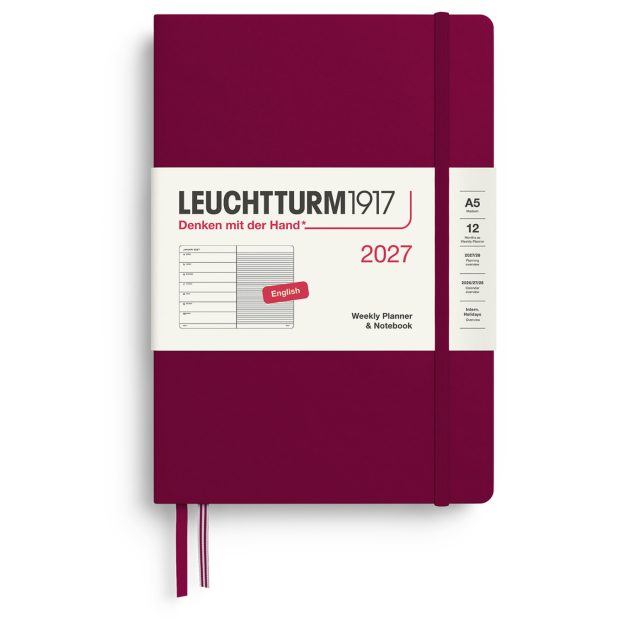 Diary Weekly Planner & Notebook 2026 A5 Port Red