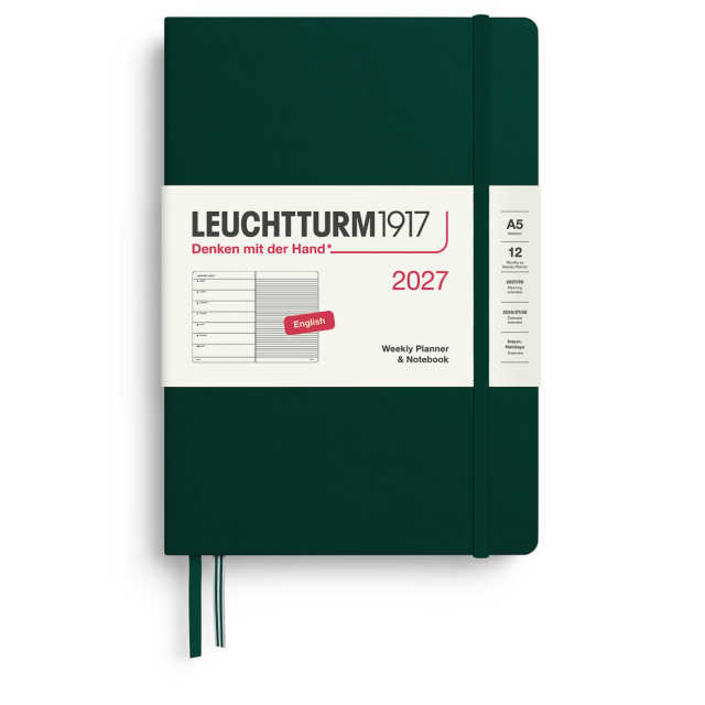 Diary Weekly Planner & Notebook 2026 A5 Forest Green