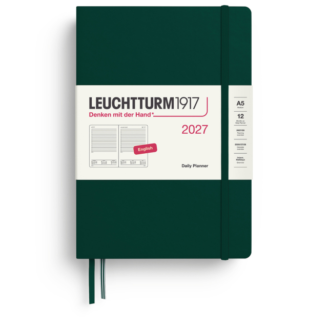 Diary Daily Planner 2027 A5 Forest Green