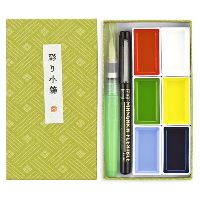 Gansai Tambi Irodori Kobako Watercolour set green