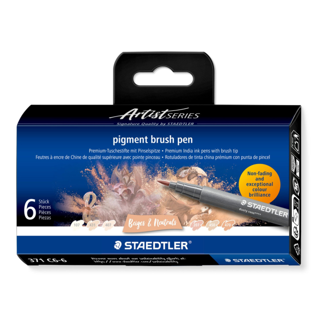 Pigment Arts Brush Pen set of 6 Beige/Natural