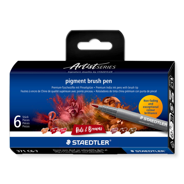 Pigment Arts Brush Pen set of 6 Red/Brown