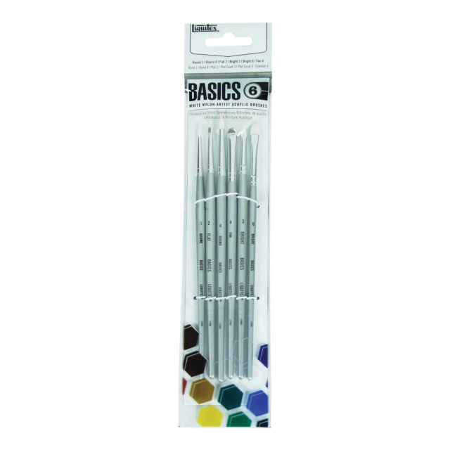 Synthetic Acrylic Brushes Short Handle 6-pack