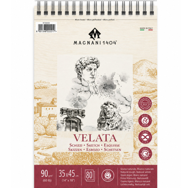 Sketchpad Spiral Velata 90g 35x45 cm