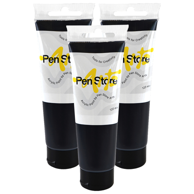 Acrylic paint 120 ml 3-pack Black 