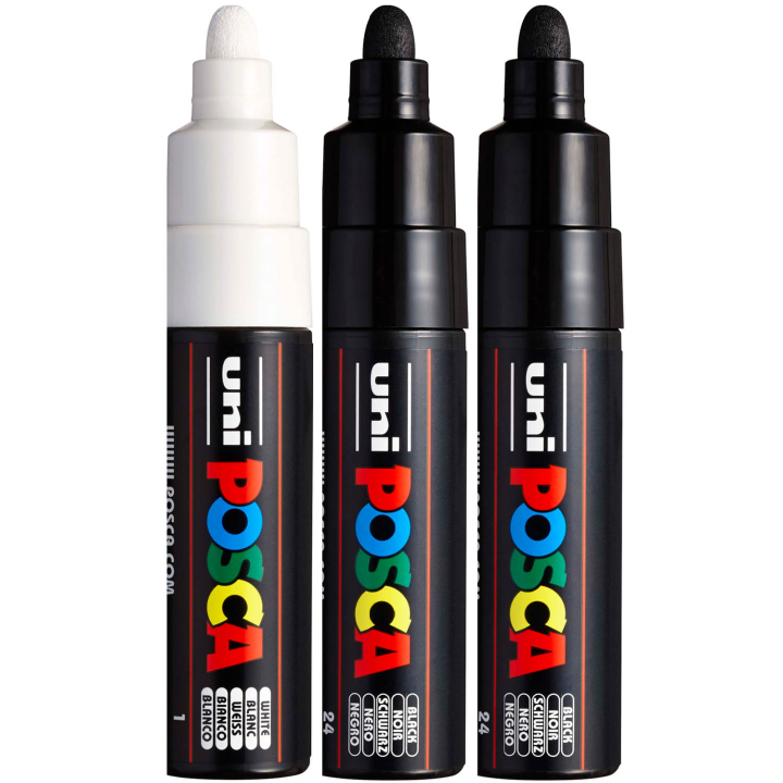 PC-7M Black/White - Set of 3 in the group Pens / Artist Pens / Illustration Markers at Pen Store (poscaPC7M_set)