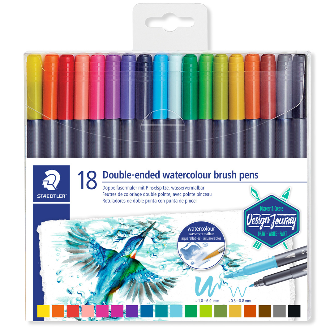 Staedtler Double ended watercolour brush pen 18 pcs Pen Store
