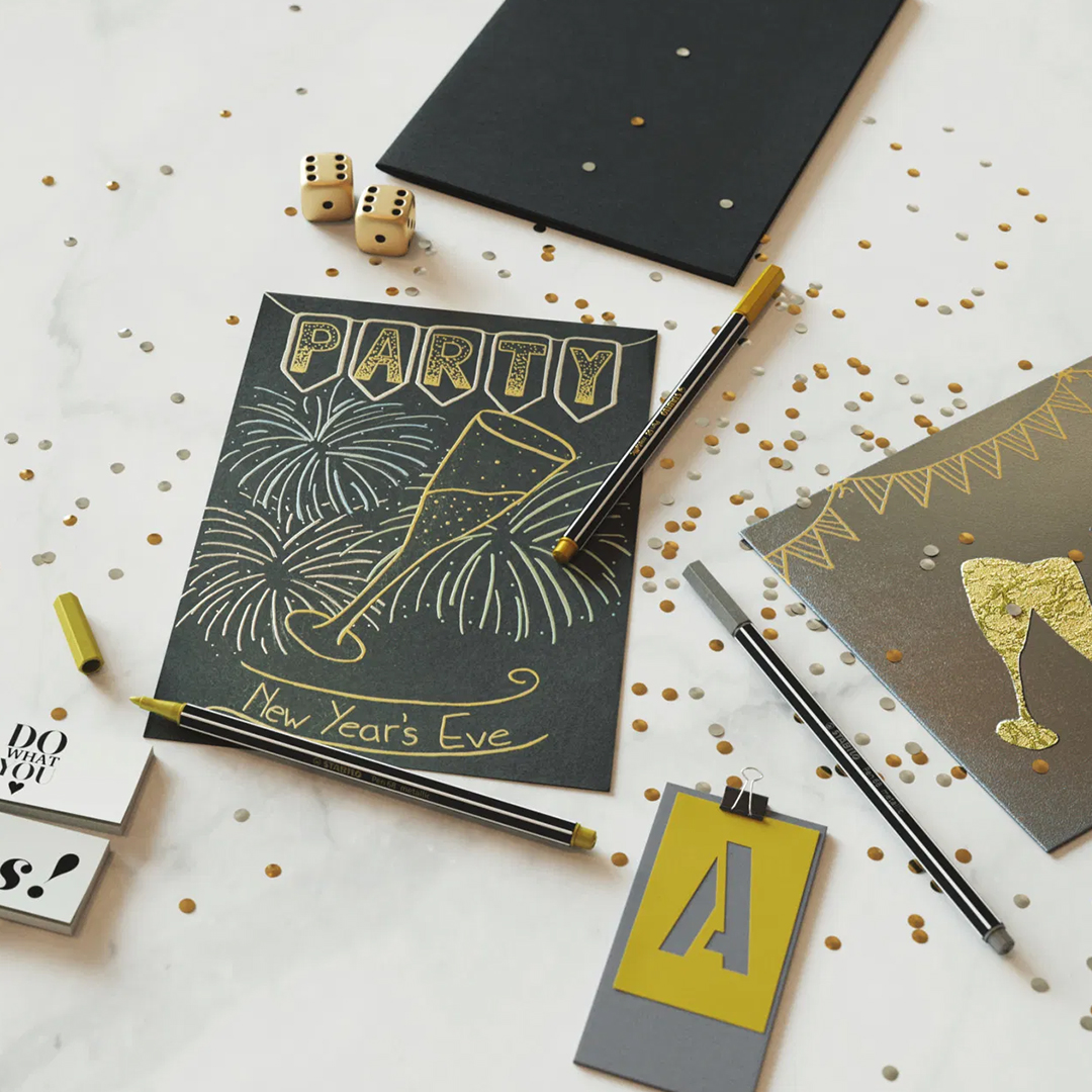 Pen 68 Metallic Fibre-tip Pen 3-pack