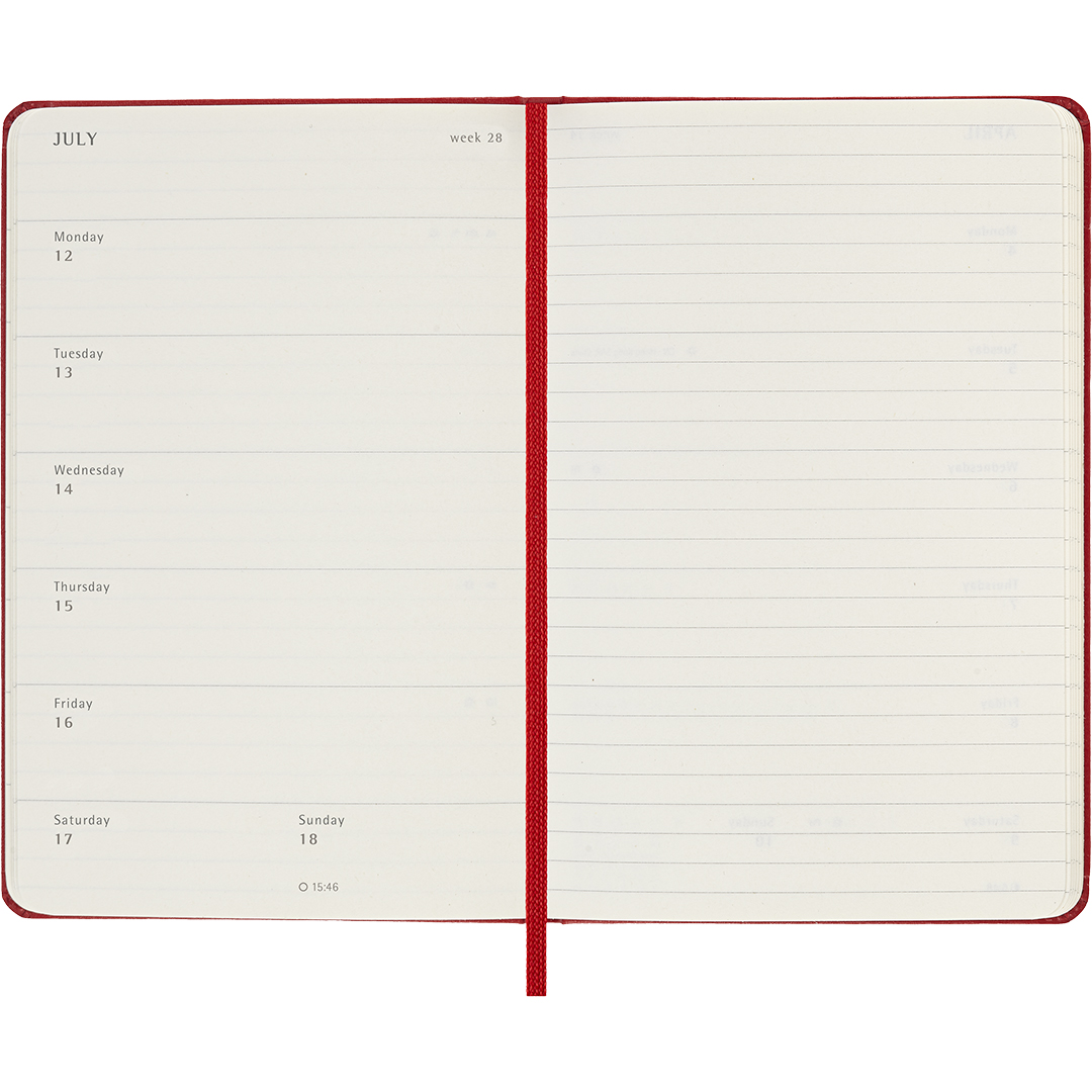 Diary 18M WeekNote Hard Cover Pocket Red