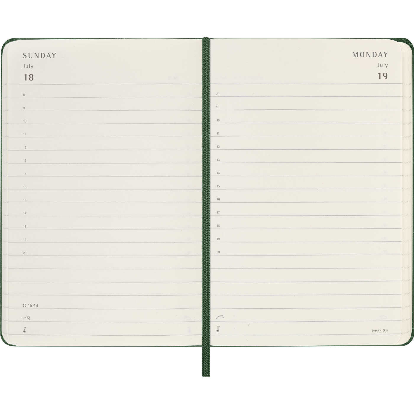 Diary 12M Daily 2027 Hardcover Pocket Myrtle Green