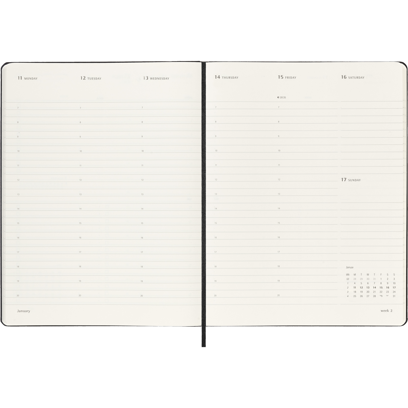 Diary 12M Weekly Vertical PRO 2027 Hardcover XL Black 