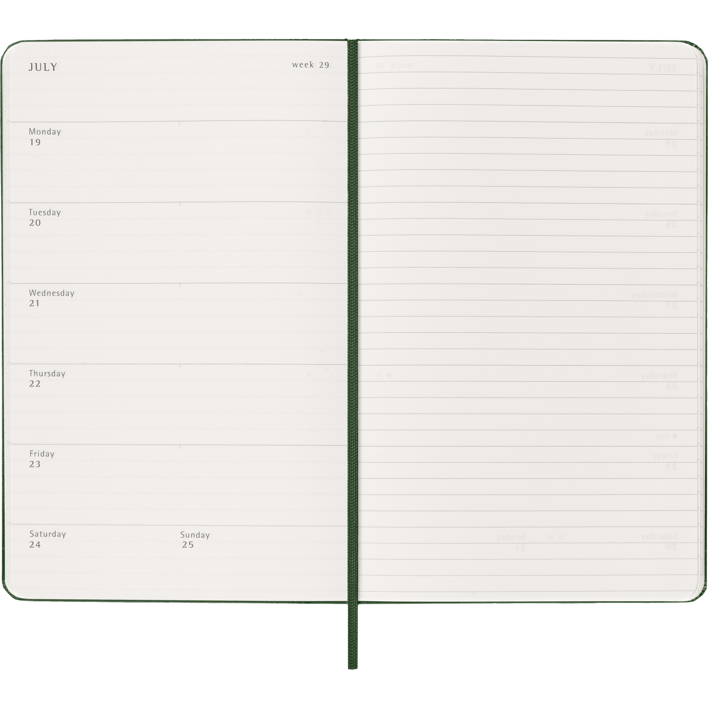 Diary 12M Weekly Notebook 2027 Hardcover Large Myrtle Green 