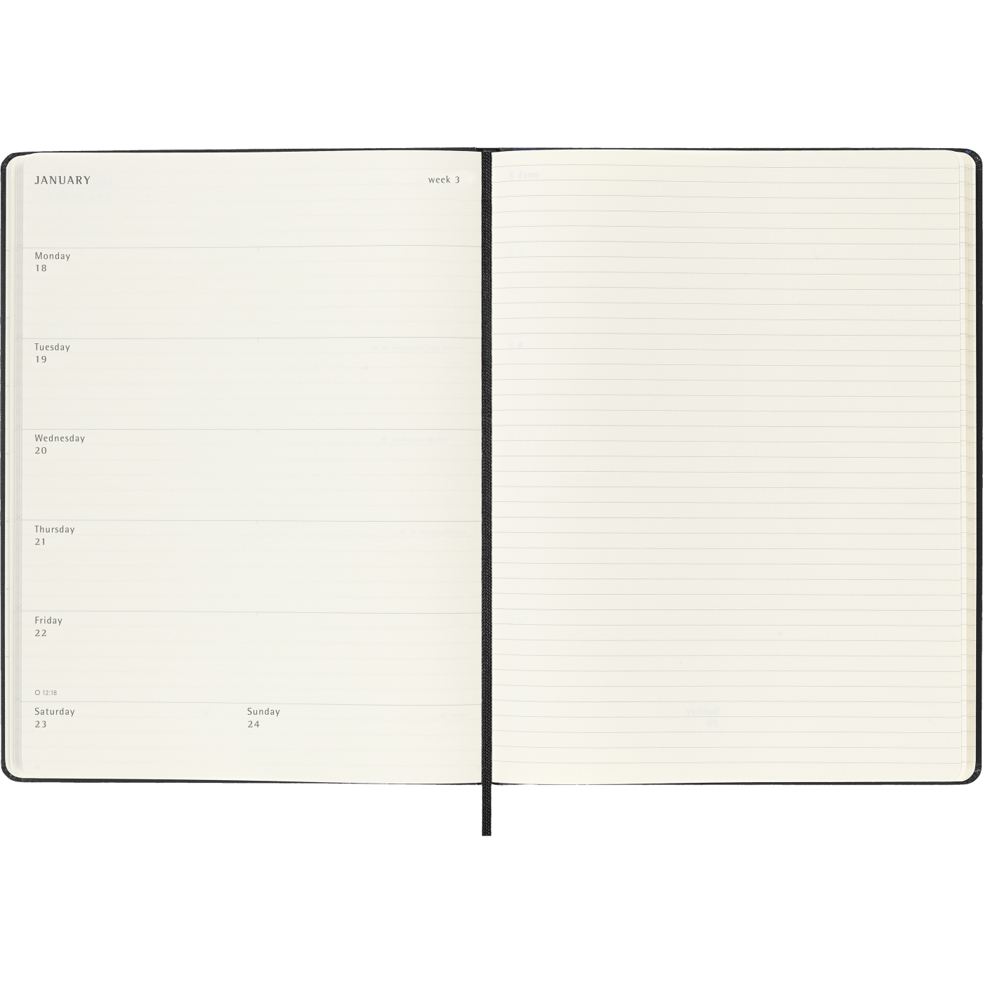 Diary 12M Weekly Notebook 2027 Hardcover XL Black 