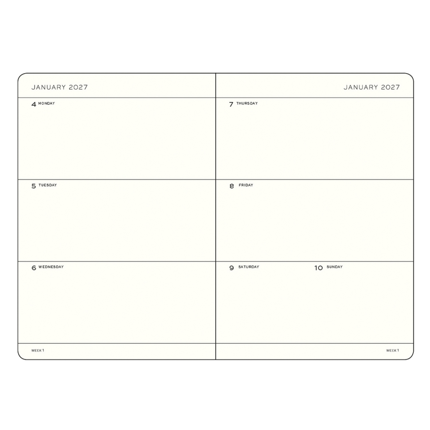 Diary Weekly Planner 2027 A5 Black
