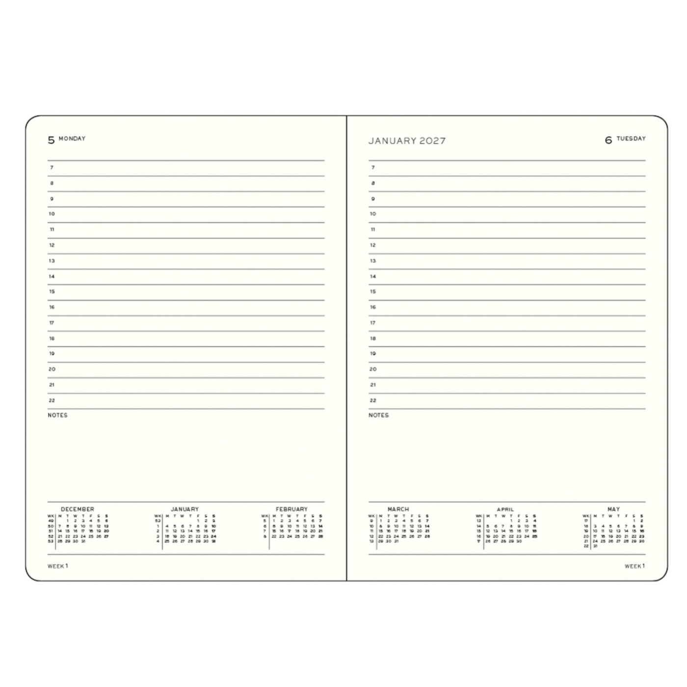 Diary Daily Planner 2027 A6 Cherry