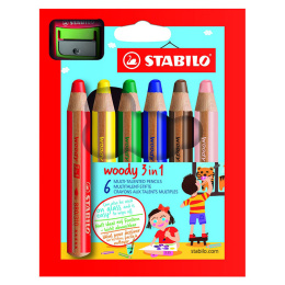 Woody 3-in-1 Colouring Pencils 6-set + sharpener in the group Kids / Kids' Pens / Colouring Pencils for Kids at Pen Store (100443)