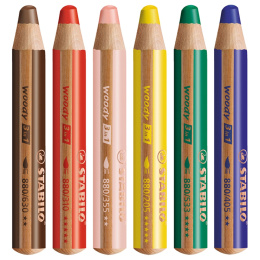 Woody 3-in-1 Colouring Pencils 6-set + sharpener in the group Kids / Kids' Pens / Colouring Pencils for Kids at Pen Store (100443)