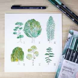 Watercolouring set Greenery in the group Pens / Artist Pens / Brush Pens at Pen Store (101262)