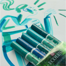 Brush Pen Green Blue 5-set in the group Pens / Artist Pens / Brush Pens at Pen Store (103715)