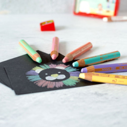Woody 3-in-1 Colouring Pencils Pastel 6-set + sharpener in the group Kids / Kids' Pens / Colouring Pencils for Kids at Pen Store (127789)