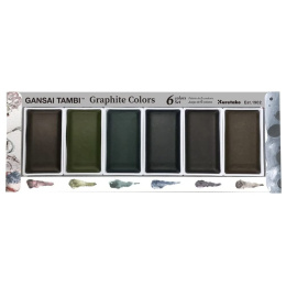 Gansai Tambi Aquarelle 6-set Graphite Colours in the group Art Supplies / Artist colours / Watercolour Paint / Watercolour pans at Pen Store (128725)