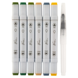 Aquarel marker Dual 6-set Forest + waterbrush in the group Pens / Artist Pens / Watercolour Pencils at Pen Store (129350)