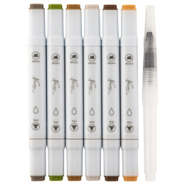 Aquarel marker Dual 6-set Earth + waterbrush in the group Pens / Artist Pens / Watercolour Pencils at Pen Store (129351)