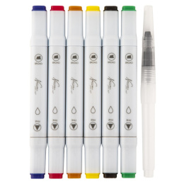 Aquarel marker Dual 6-set Basic + waterbrush in the group Pens / Artist Pens / Watercolour Pencils at Pen Store (129352)