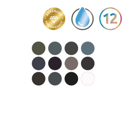 Tinted Charcoal Paint Pan Set 12 Half pans in the group Art Supplies / Artist colours / Watercolour Paint / Watercolour pans at Pen Store (129568)